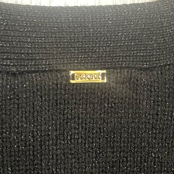 NEW ST. JOHN CLASSICS ERIN BUTTON FRONT CARDIGAN GOLD SPARKLE SANTA ROMA KNIT LG - Picture 8 of 11